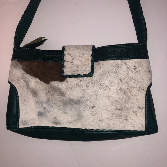 Leathers in leather cow hide ladies purse handbag shoulder bag - Picture 4 of 10